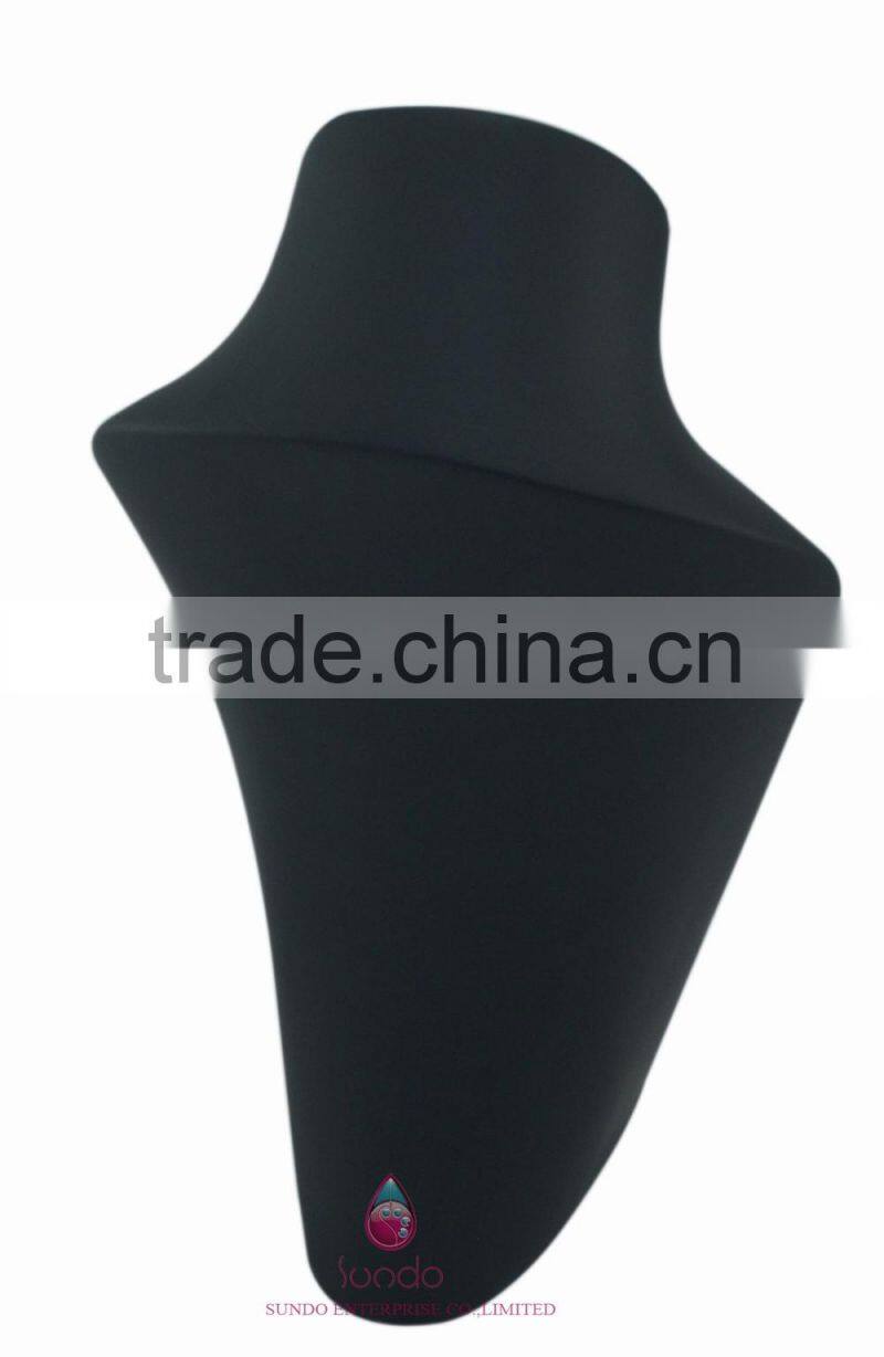 black wooden necklace display bust