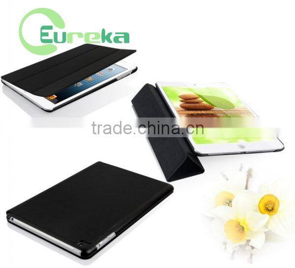 2014 Good qulity book smart folding leather case for ipad mini
