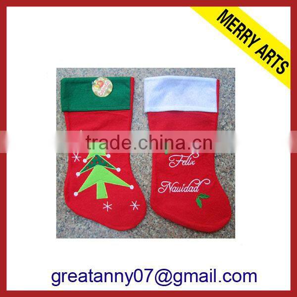 2015 new product new design plain bulk christmas stockings with good quality for wholeasale