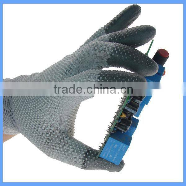 Antistatic PVC Dotted Gloves Double Dotted ESD Gloves PU Coated Finger