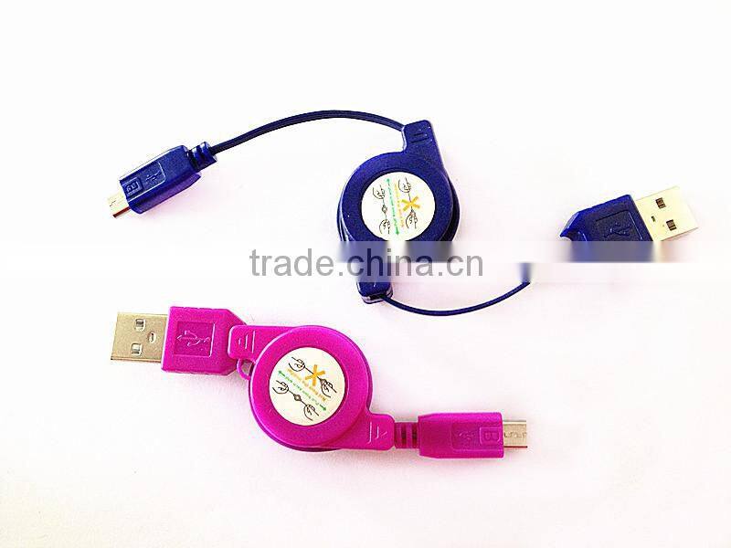 Wholesale colorful retractable 2.0 USB micro charger cable for Samsung Android phones