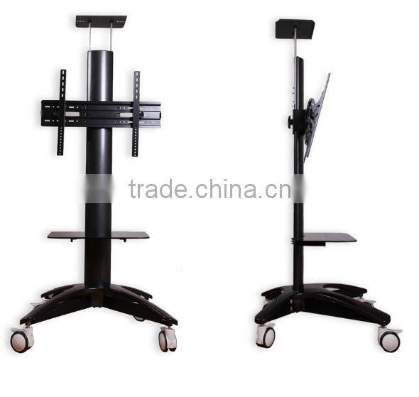 Height adjustable Black / silver Floor standing LCD LED TV Stand for 25-55 inches with projector tray and DVD tray