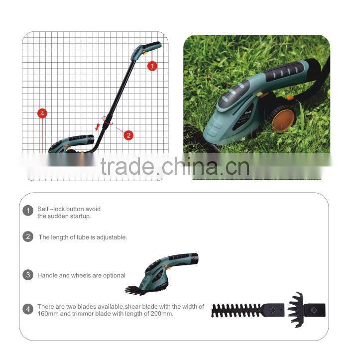 2 in 1 lithium cordless telescopic alu. handle hedge trimmer grass pruning