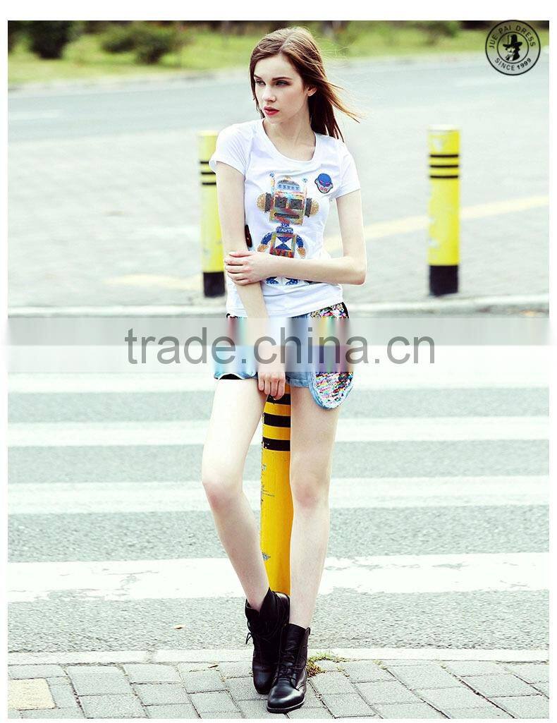 High Quality Colorful Printing American Casual Female tshirt