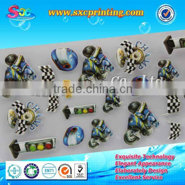 Motorcycle picture assemble self adhesive cartoon puffy foam stickers, customized label