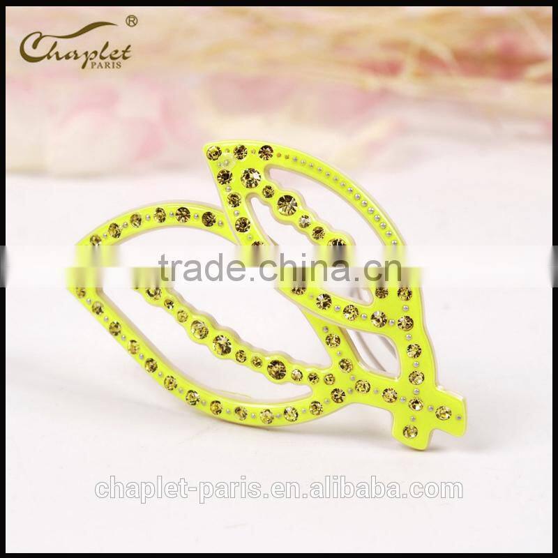 2015 newly leaf style hair accessories of rhinestone hairpin