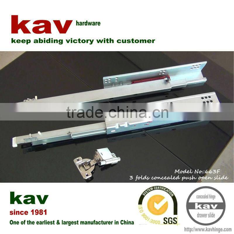 full extension push open sliding door rail