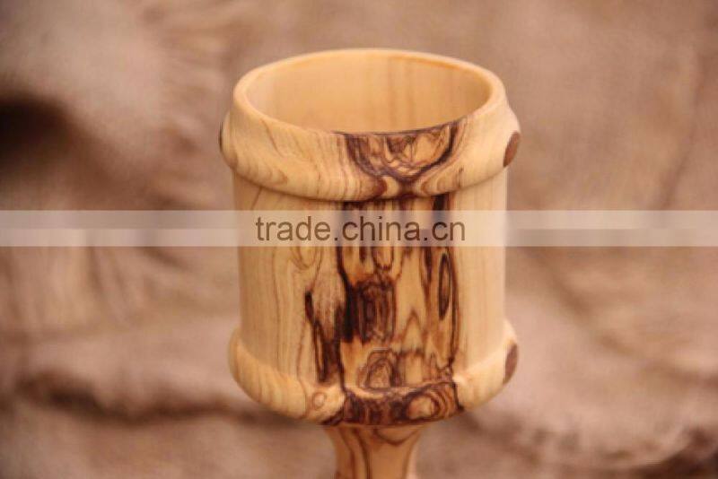Olive Wood Carved Goblet Wineglass Hand Made
