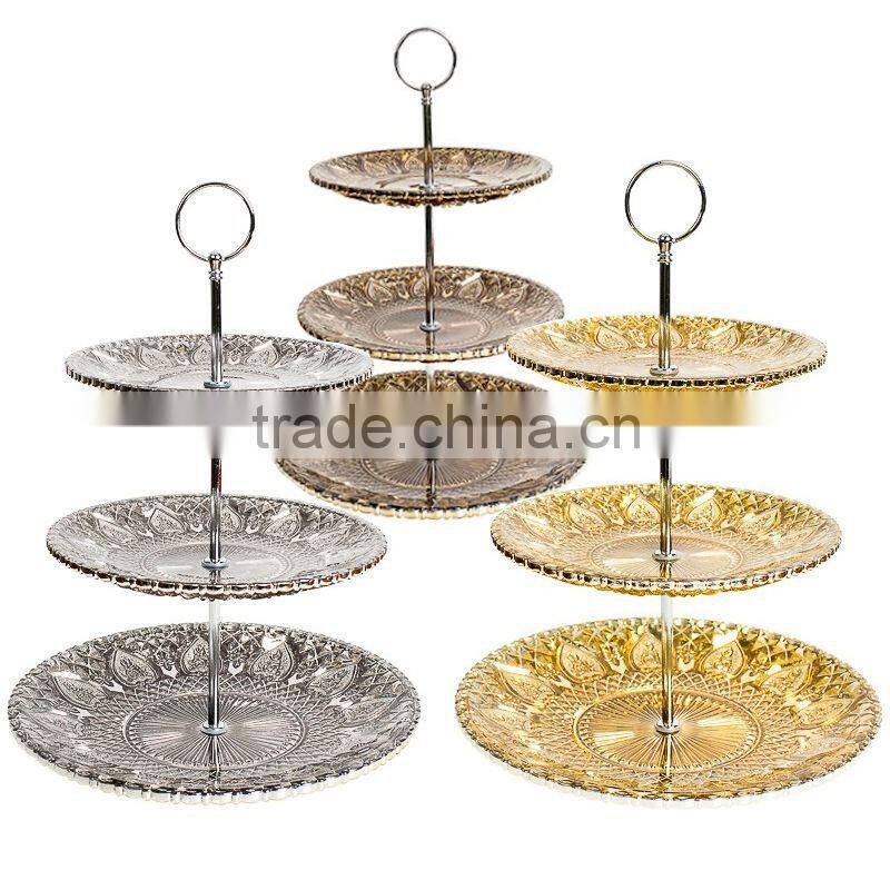 3tier glass cake stand gold wedding party decoretion