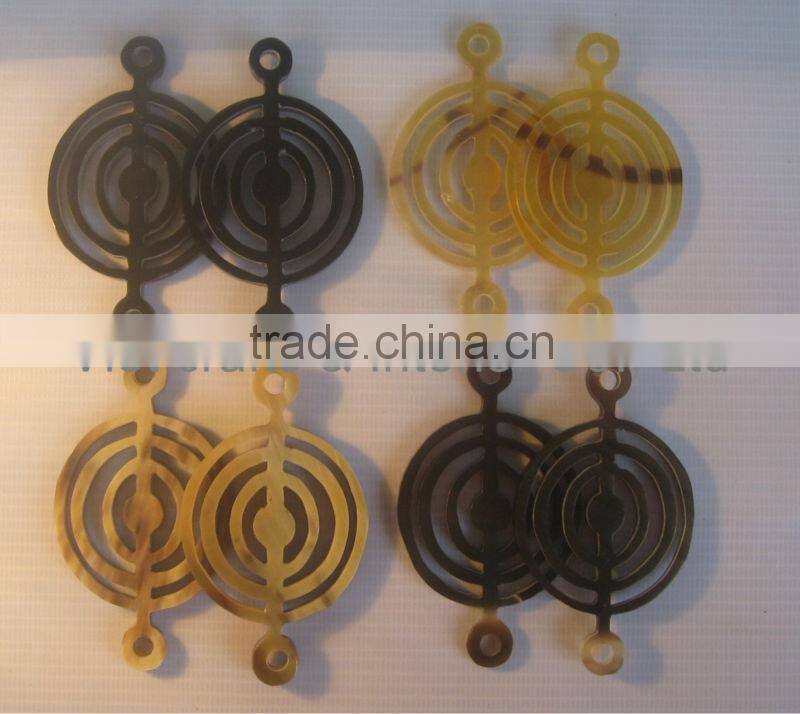 Buffalo horn elements for making jewelry, black horn and natural horn