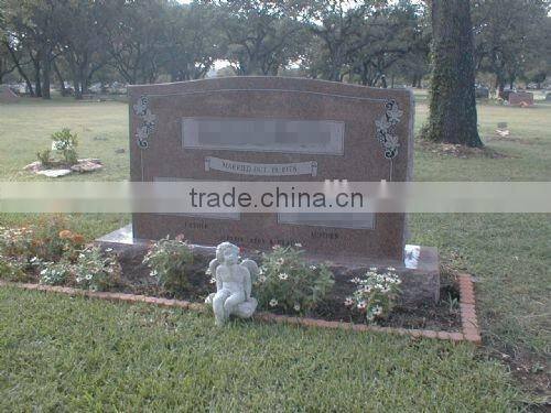 Good Quality Cheap Traditional Upright Serp Top Red Granite Headstone