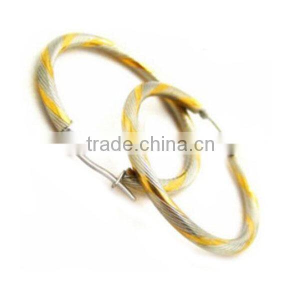 Bulk sale IPG two tones 316l stainless steel fashion hoop earrings wholesale gold earrings designs jewellery girl design LE2337