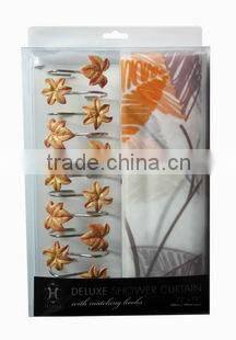 butterfly pattern design peva shower curtain with resin hooks