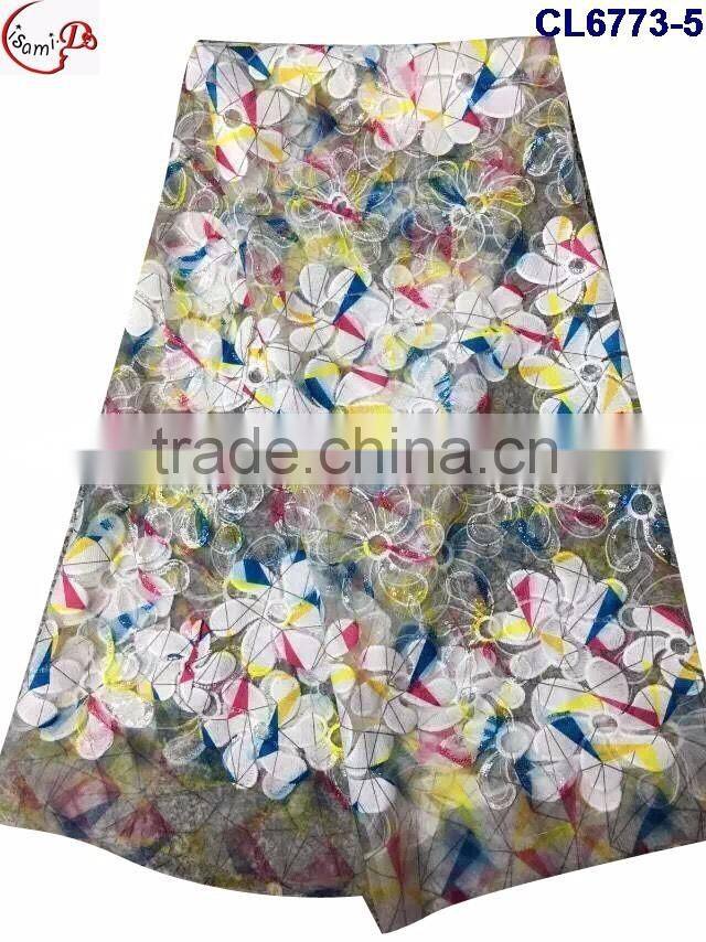 CL6773(1-4) new arrival flower pattern Organza lace dress french lace sequins lace net fabric