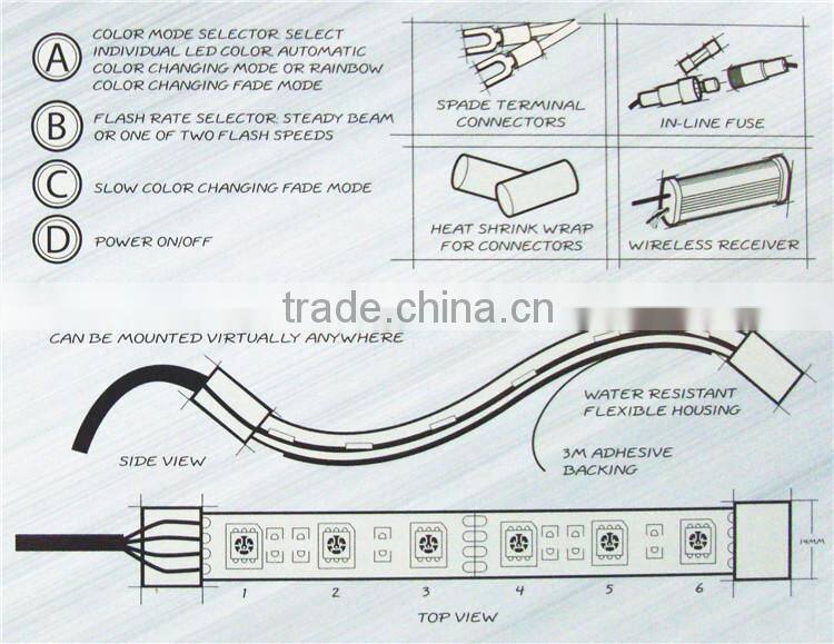 new product rgbw motorcycle llighting kit with Remote Controller made in china
