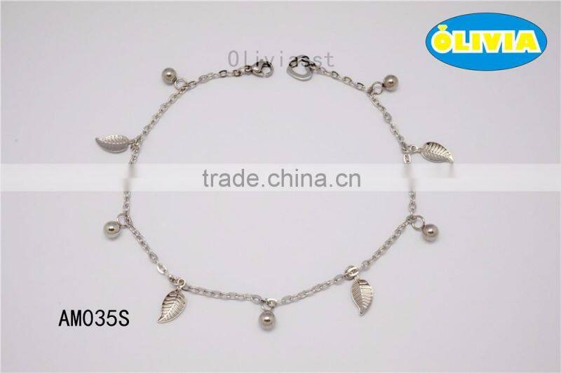 Olivia 2016 New Fashion Stainless Steel Jewerlry Simple Leaves design anklets for women
