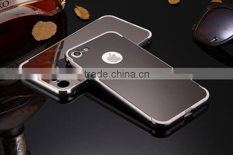 Deluxe Electroplating Mirror TPU Cover for iPhone 7 7 Plus Plating Bumper+Hard Plastic Cover Case