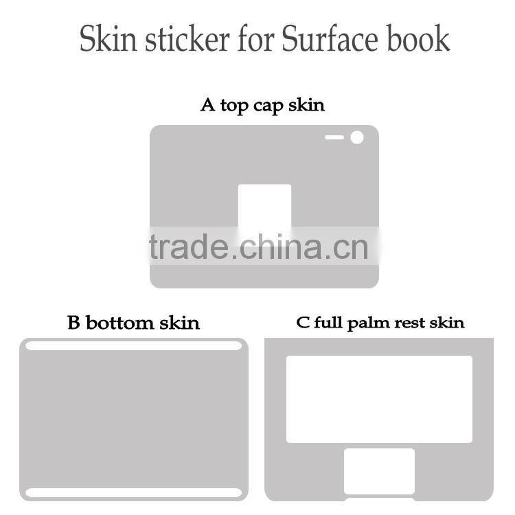 Hot sale full coverage laptop skin sticker brushed aluminium for Microsoft surface book 13.5 inch