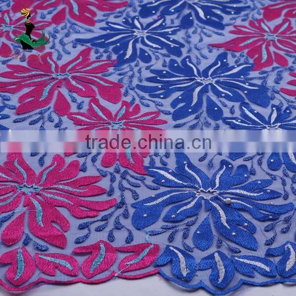 2016 Haniye african Latest embroidery tulle lace fabric nigeria French net lace fabric for dresses/NYN69
