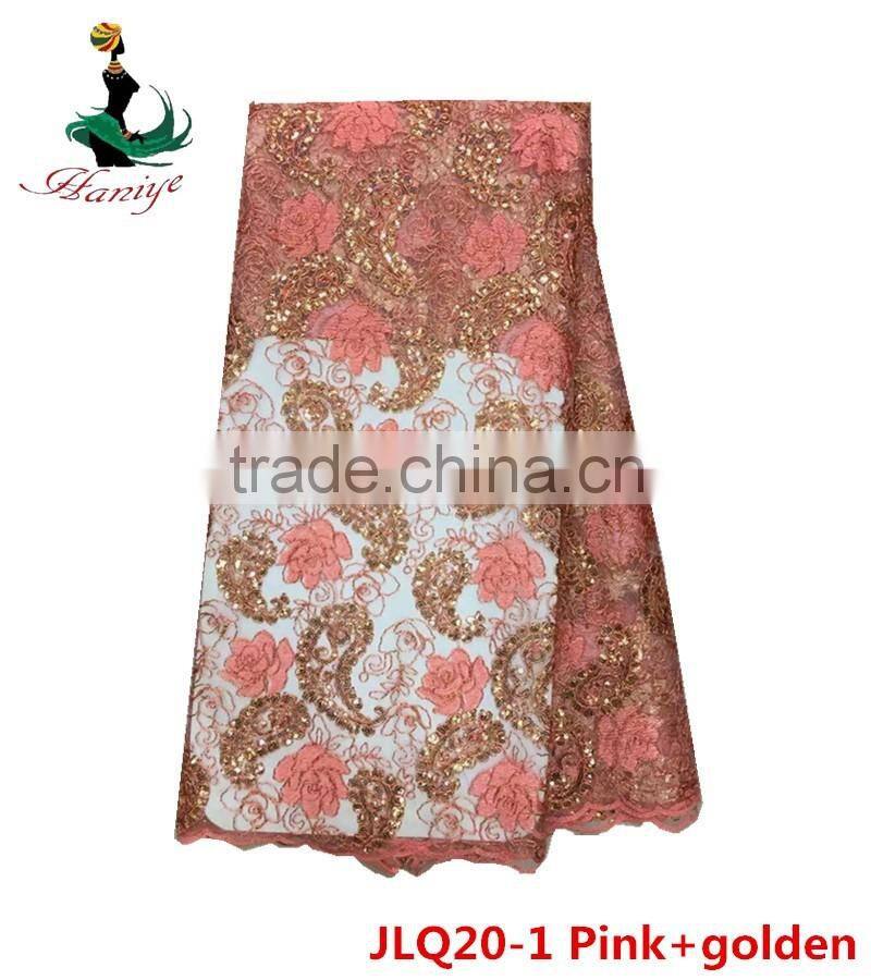 Haniye JLQ20-1/Newest african net lace with sequins high quality african tulle lace fabric