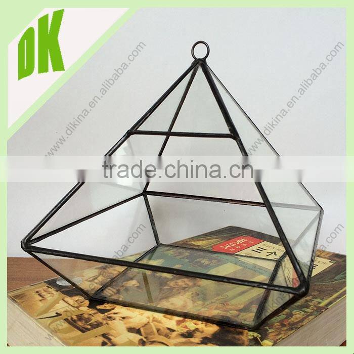 Black Metal and Glass Pyramid Shape Terrarium // Home & Garden decoration Gothic Style Small Indoor terrarium glass plant house
