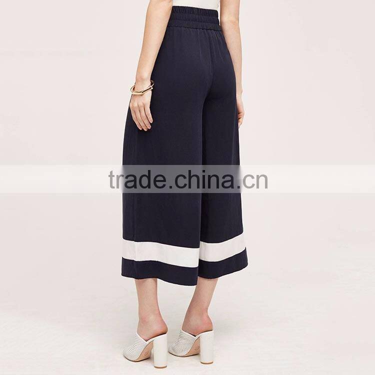Fashion white black working office lady culotte wide leg pants woman