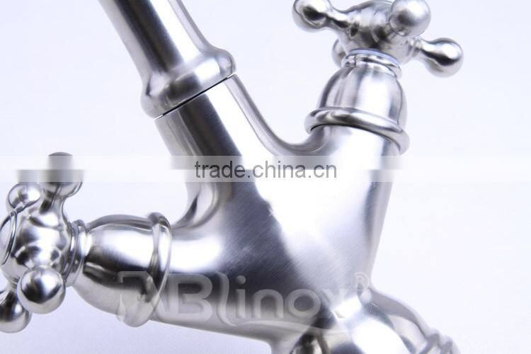 Classical Stainless steel double handle upper kitchen faucet for hotel