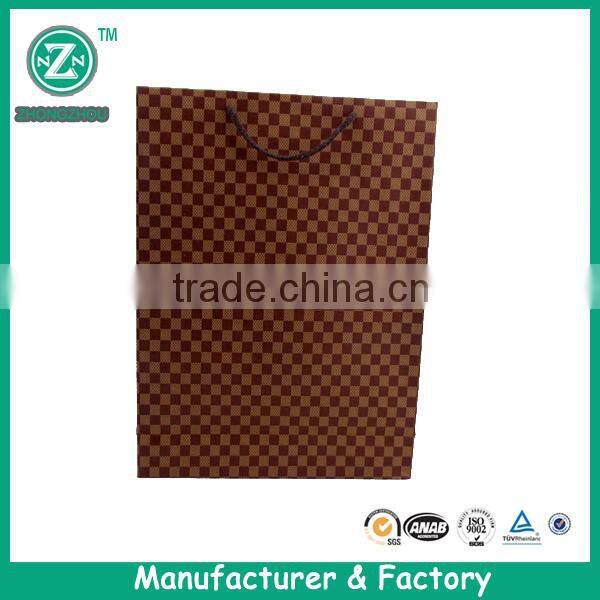 High quality Grid pattern design recycled paper bag