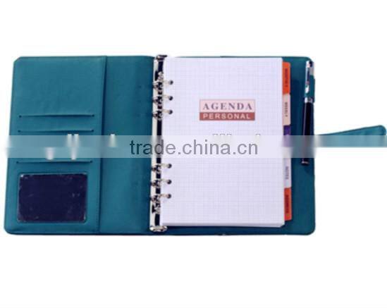 A5 leather 6-ring binder organizer