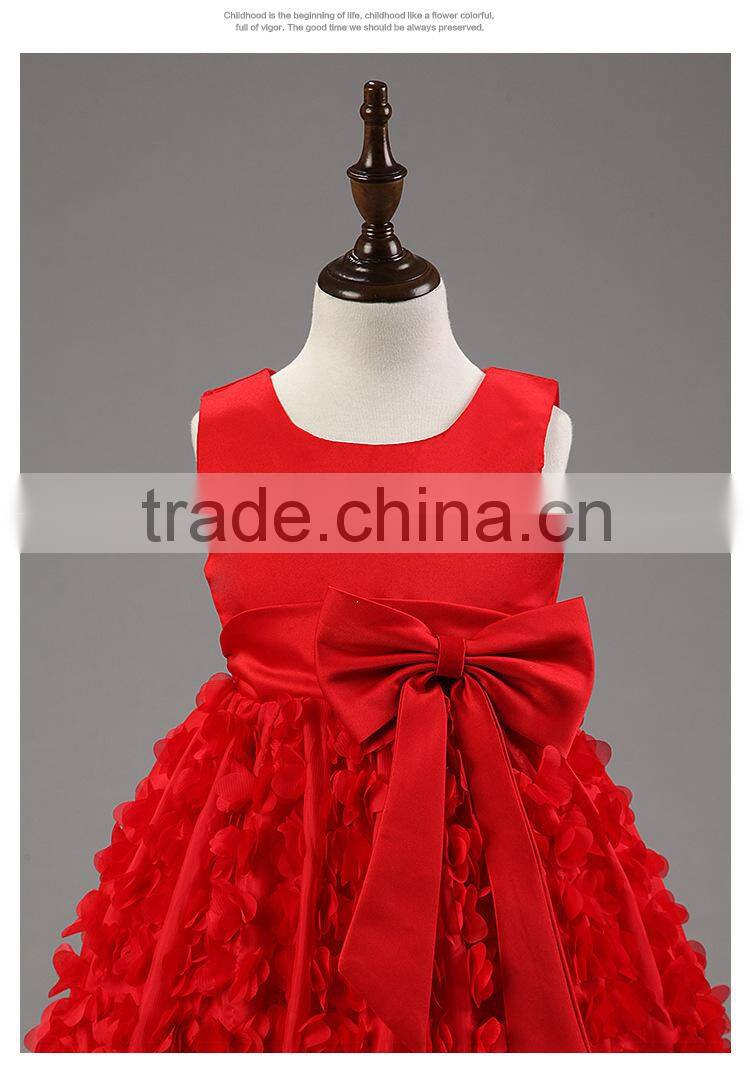 New Cute Fashion Baby Girl's Dress Kids Cotton Rose Flower Bowknot Sleeveless Princess Party Dress Wedding Flower Girl Dresses