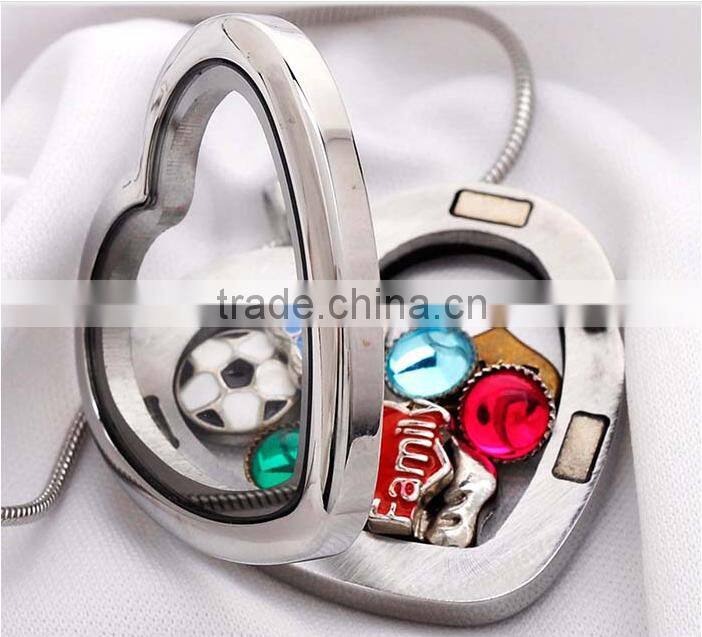 stainless steel living heart locket floating