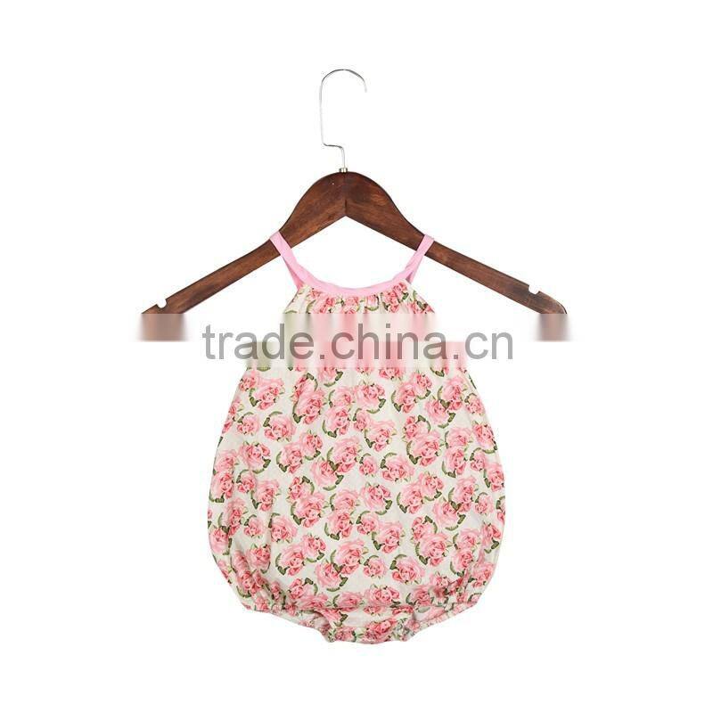 2016 wholesale boutique clothing china bulk kids wear girls vintage flower romper cotton jumpsuit