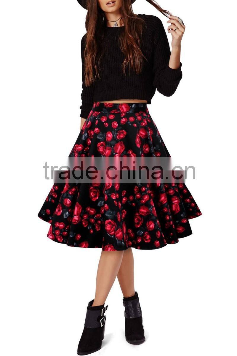 Bonvatt Women Lady Skirt Pleated Retro High Waist Skirt