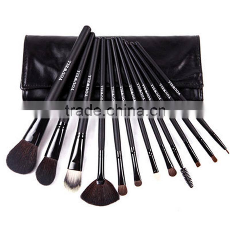 12pcs good quality animal hair cosmetic makeup brush set wholesale