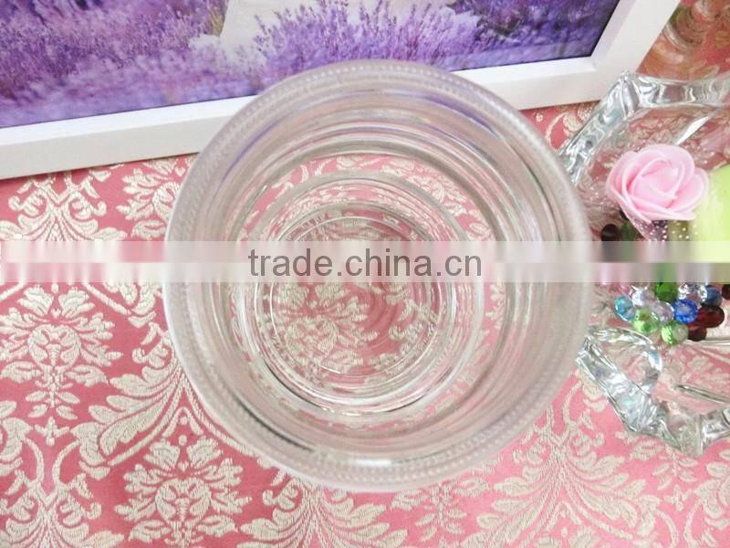 500ml round line shape clear glass material candle holder