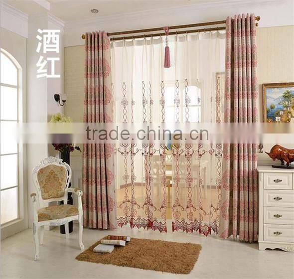 2015 High Quantity Flower Design Embroidered Voile Curtain Fabric