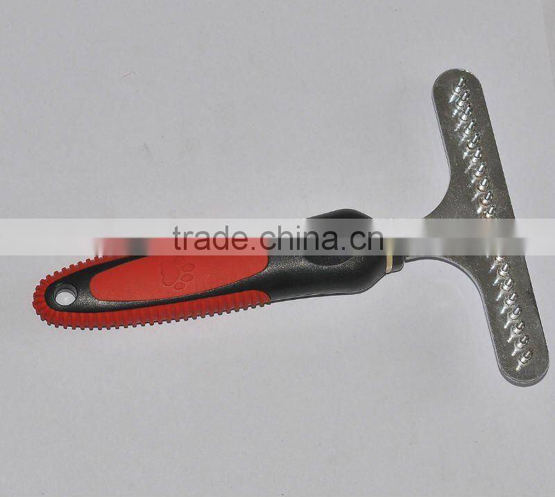plastic handle metal pet rake comb