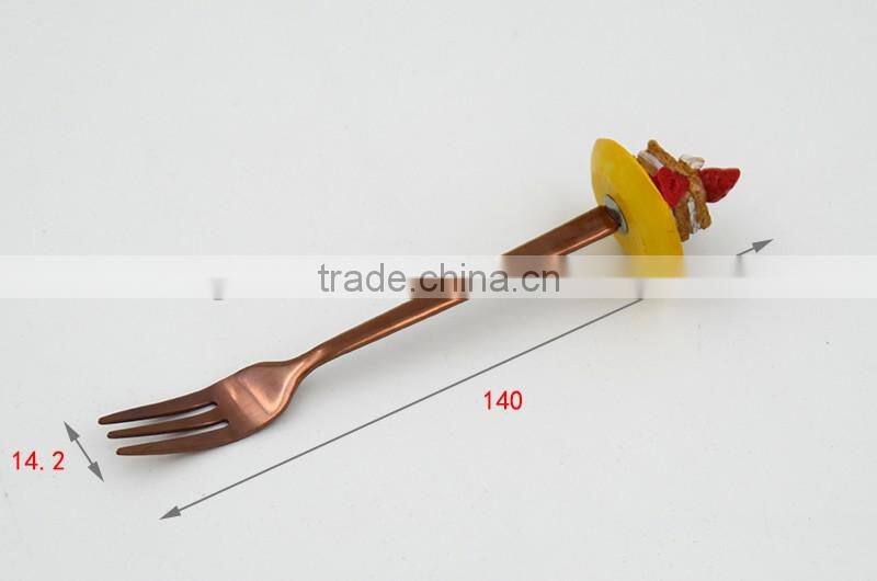 Designed cake head rose gold household stainless spoon and fork set