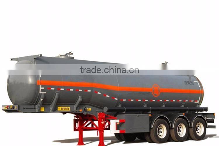 China tri-axle stainless steel fuel tank semi trailer for corrosive material transportation