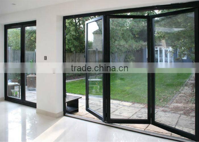 CE certificate aluminum tempered glass temporary folding door