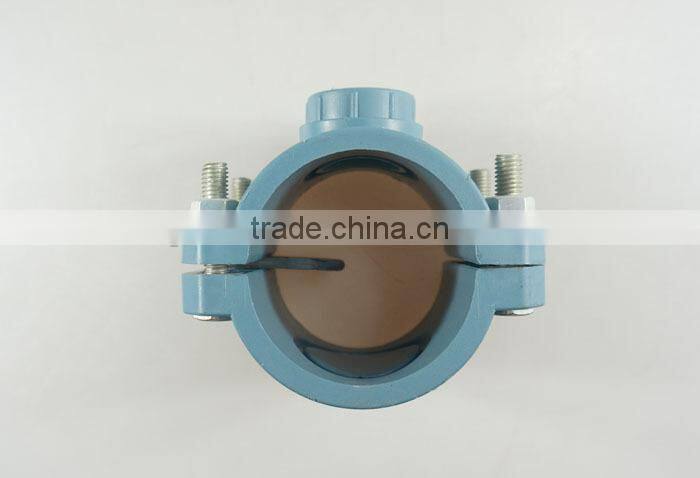 PP Clamp-On Saddle with EPDM O-Ring, Zinc Bolt, Stainless Steel Reinforced Outlet