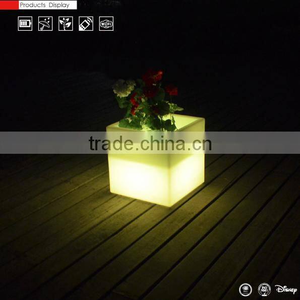 colorful cubic planter/manual plastic planter/LED multi color change planter
