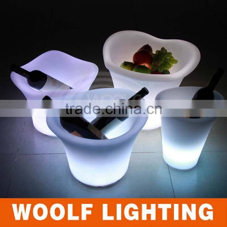 led glowing plastic champagne ice bucket with stand