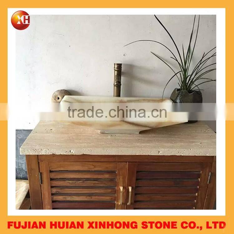 2016 gradient indoor white brown mixed stone wash basin