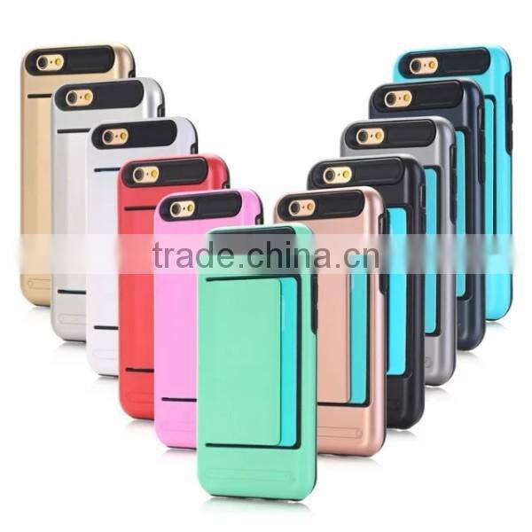TPU + PC combo mobile phone case cover with card slot for iPhone 7