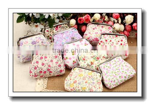 flower printed metal button Coin wallet,pocket wallet for ladies