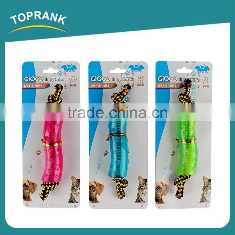 New design pet chew toys paw printed soft PVC dog toys with rope