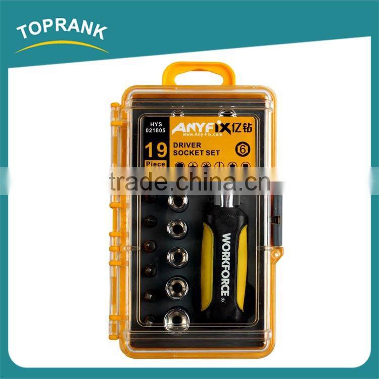 19pcs Driver socket set, small ratchet socket tool set