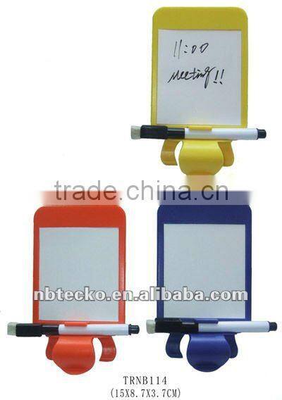 Plastic cube shape pen & memo pad holder with clip dispenser