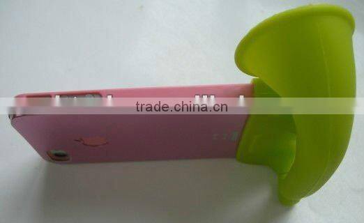 Eco-friendly silicone cute design cell phone holder with loud-speaker